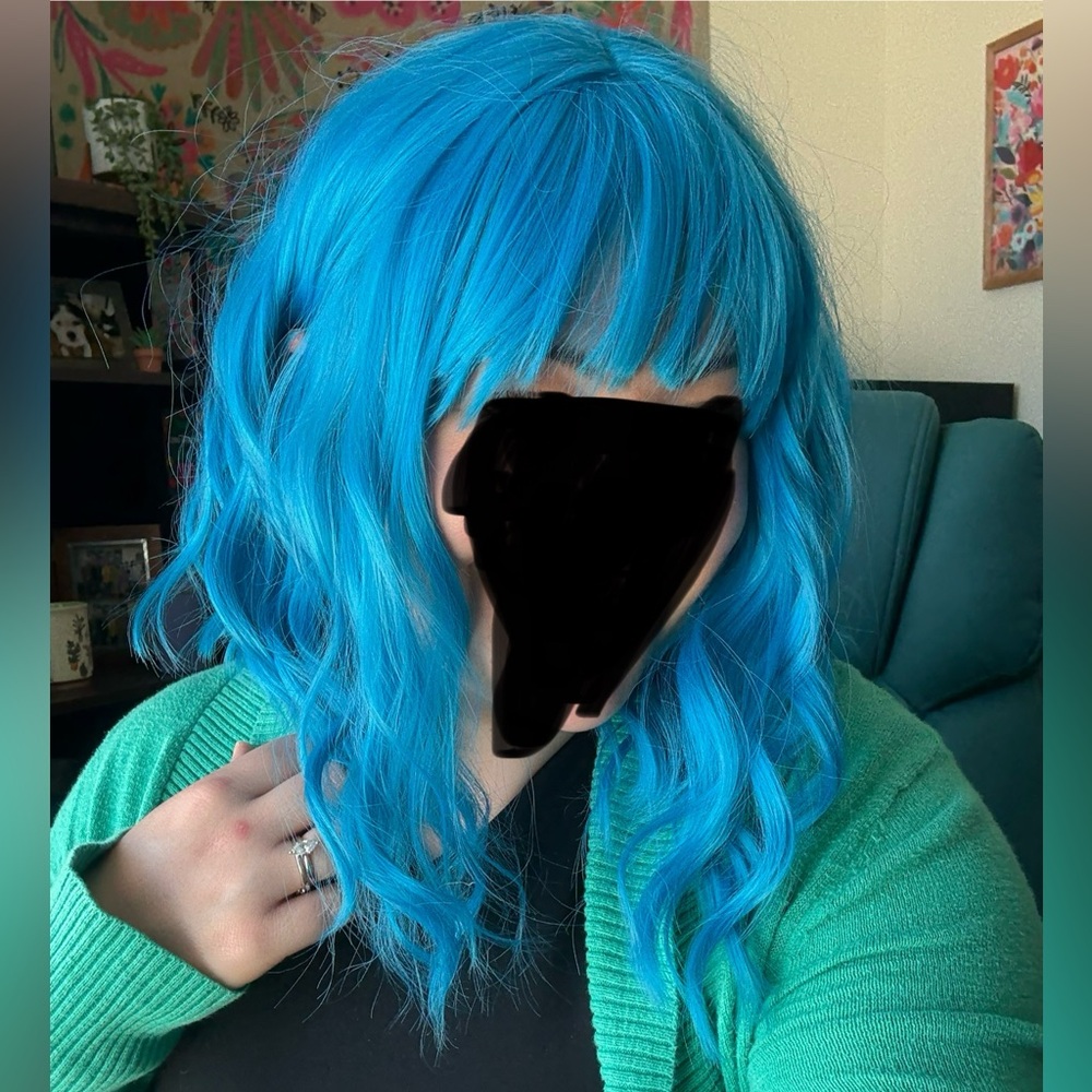 Blue Wavy Synthetic Wig